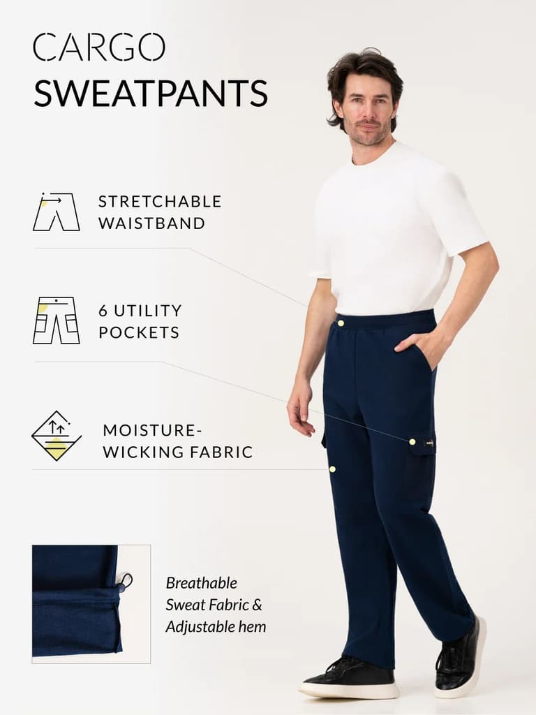 Calm Navy Relaxed Fit Cargo Sweatpants — photo 2