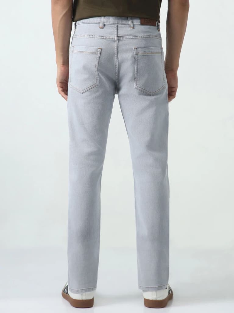 Men's Ice Grey Slim Fit Washed Denim Jeans Stretchable — photo 3