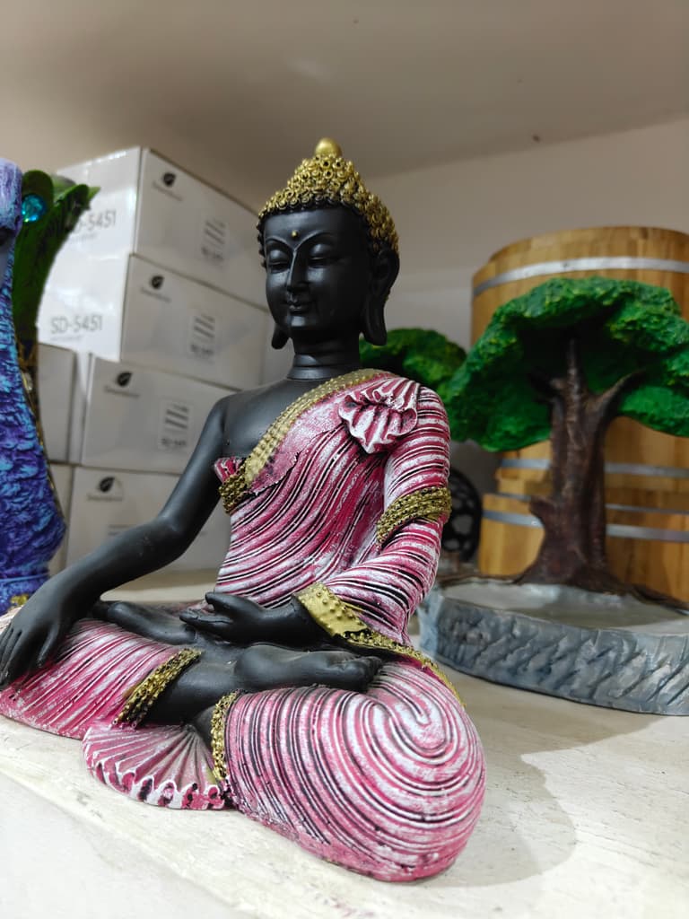 Black Statue of Buddha | Meditation | Decorative | Gold