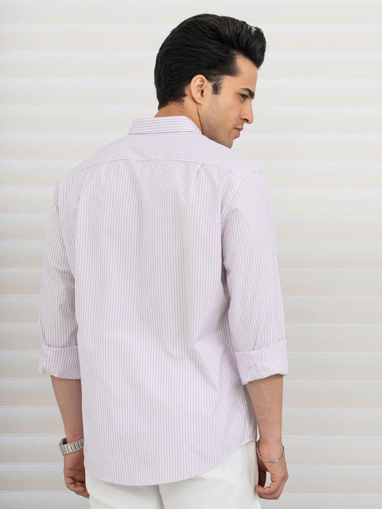 Shirts for Men in Light Purple | Striped Full Sleeve Shirt — photo 3