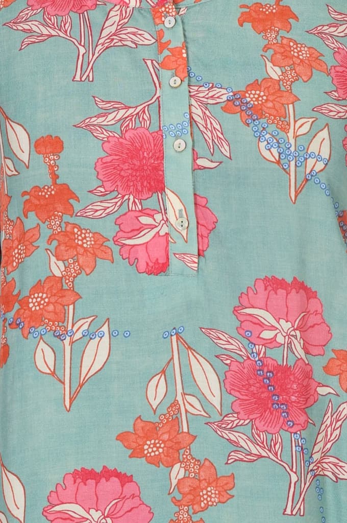 Sea Green Floral Printed Modal Straight Top — photo 2