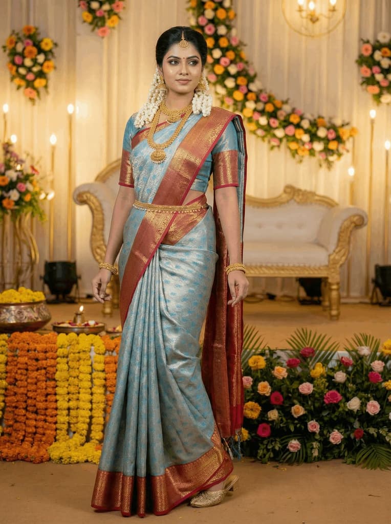 MIMOSA Women's Woven Design Kanjivaram Style Art Silk Saree with Blouse Piece - Ananda (SA00002866ANFREE) — Default Title