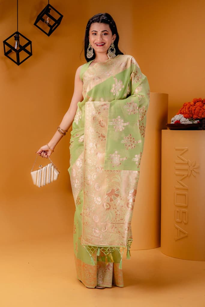 Mimosa Women's Woven Design Banarasi Style Art Silk Saree With Blouse Piece : SA00001806PSFREE — photo 5