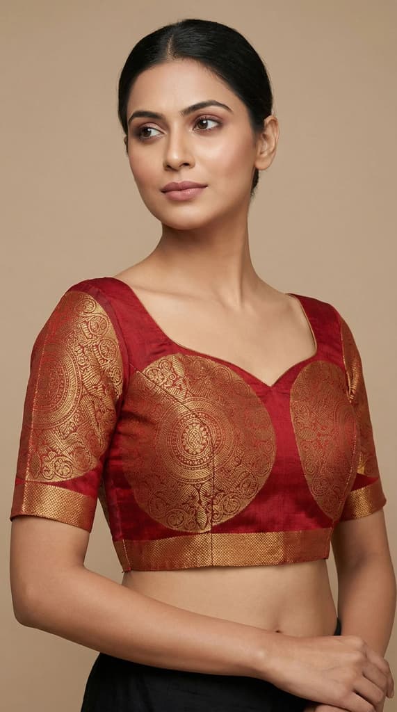 MIMOSA Women's Woven Design Kanjivaram Style Art Silk Saree with Blouse Piece - Maroon ( SA00003148MRFREE ) — photo 5