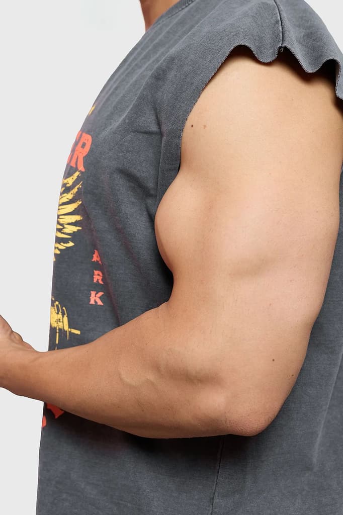 Push Harder Washed Capsleeves Tank Dark Grey — photo 3