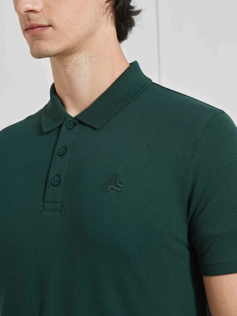Men's Green Solid Polo Collar T-Shirt — photo 3