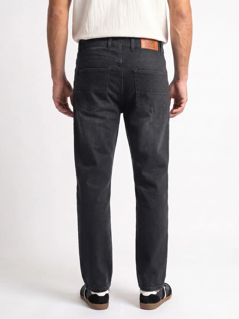 Men's Black Relaxed Fit Washed Denim Jeans Non-Stretchable — photo 3