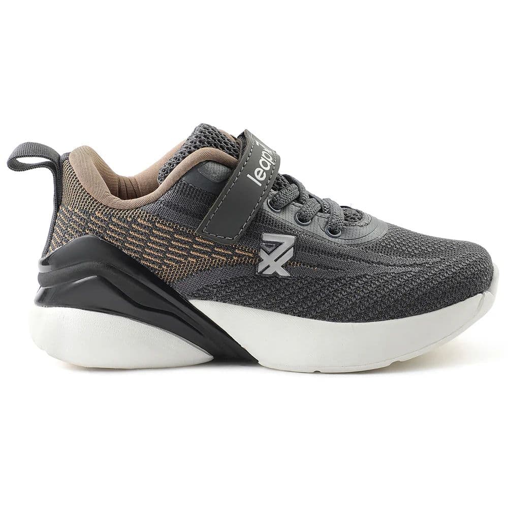 Leap7x Dark Grey Sports Lacing Running Shoes For Kids COVER-02 By Liberty — photo 2