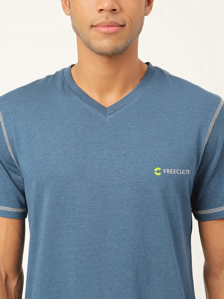 Sapphire Blue Men's Organic Bamboo Casual Tees - V Neck (Pack Of 1) — photo 5