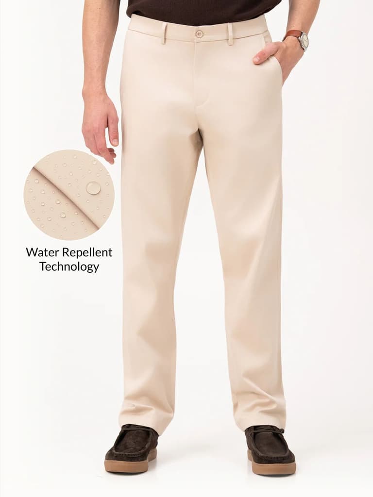 Lumora Cream Relaxed Fit Stretch Chinos for Men — photo 2