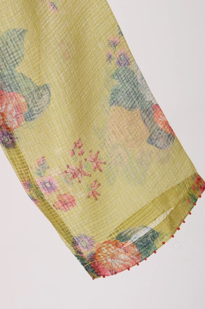 Yellow Floral Printed Kota Straight Kurta — photo 7