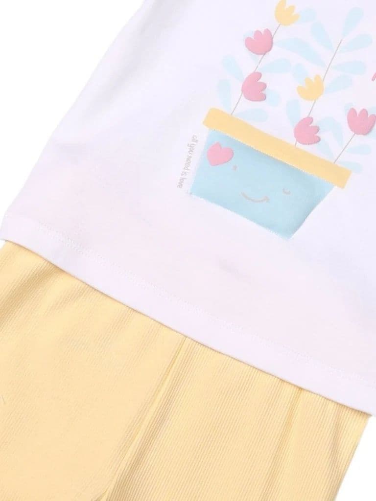 HOP Baby Girls Multicolour Floral Printed Cotton T-Shirt and Pants Set — photo 4