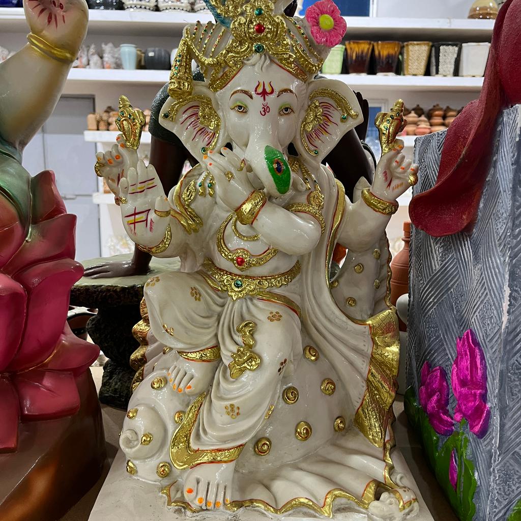 Ganesh Statue | Sculpture | Porcelain | White