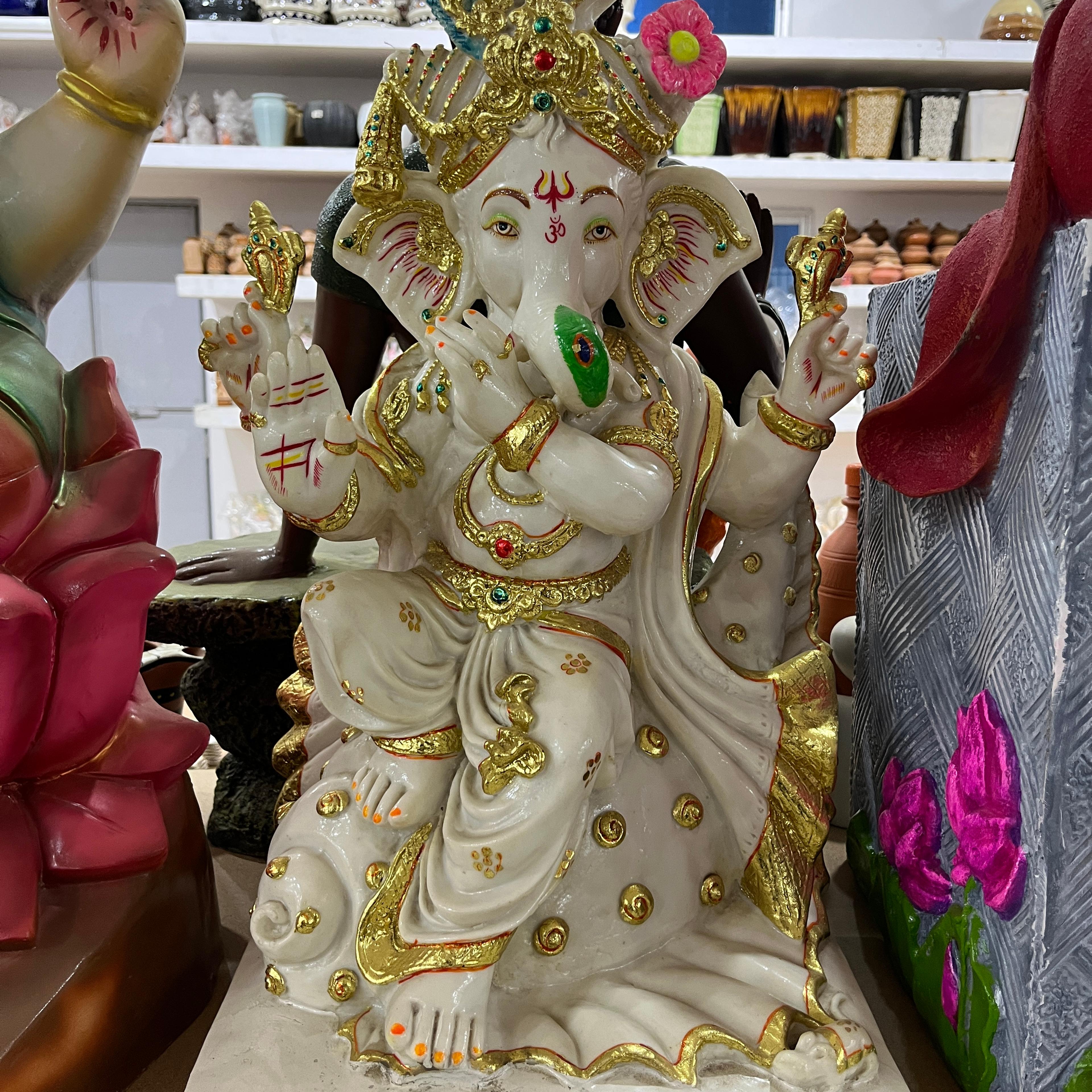 Ganesh Statue | Sculpture | Porcelain | White