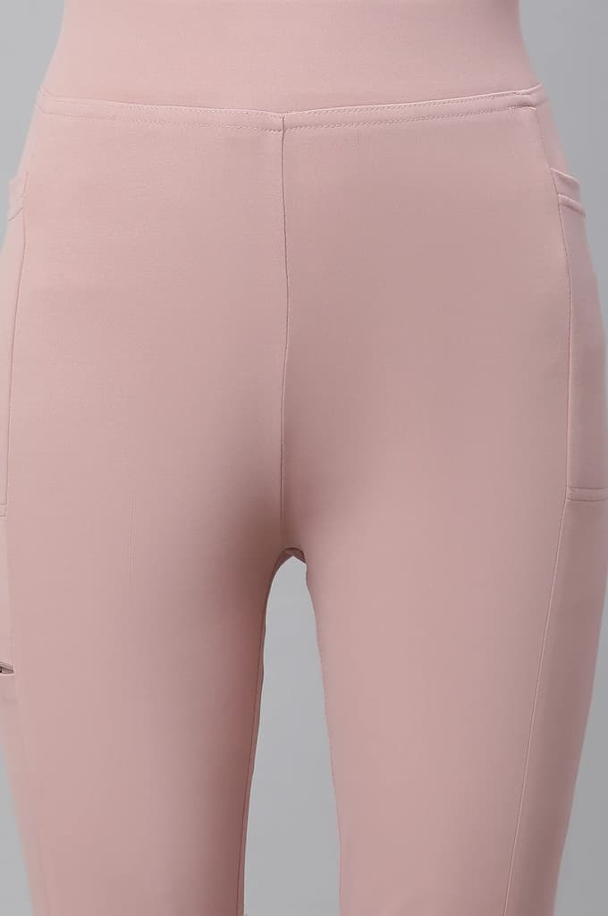 Pink Solid Skinny Fit Tights With Elasticated Waist — photo 6