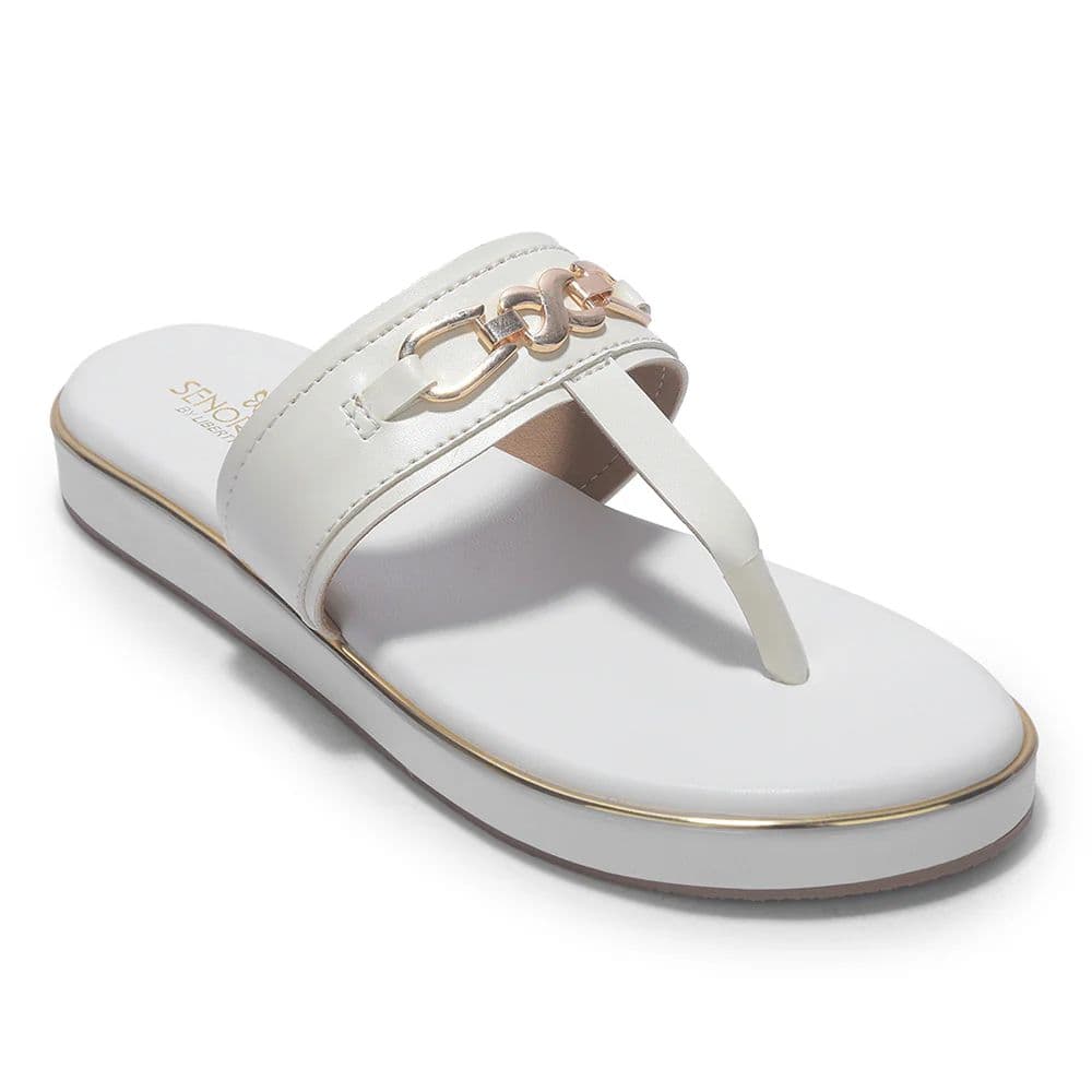 Senorita STY-182E White Casual Slip on Flipflops for Women By Liberty — 3/36 / White