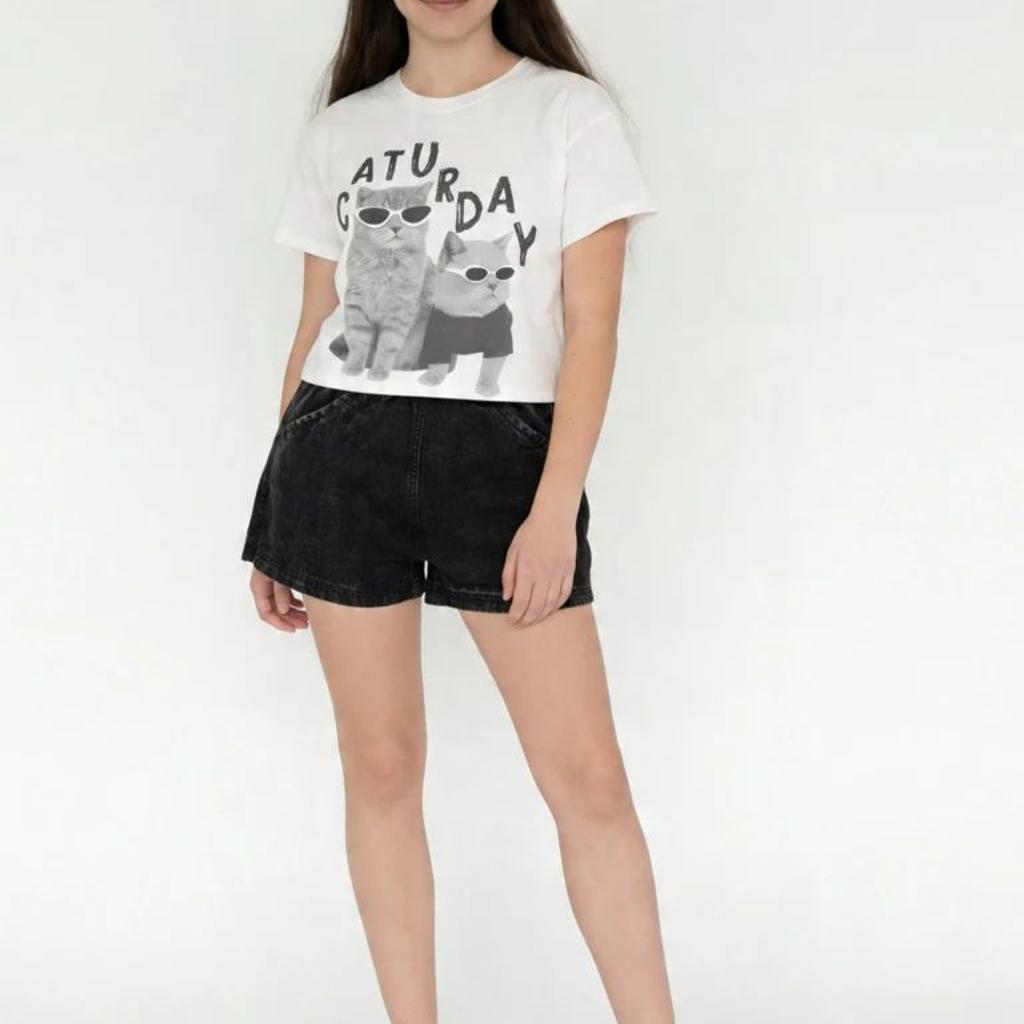 Y&F Kids Girls White Printed Cotton T-Shirt