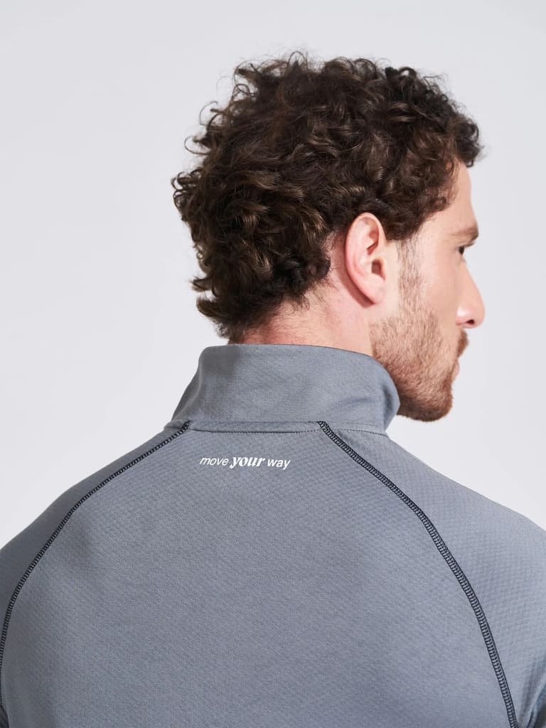 Men's Grey Solid Stand Collar Jacket — photo 5