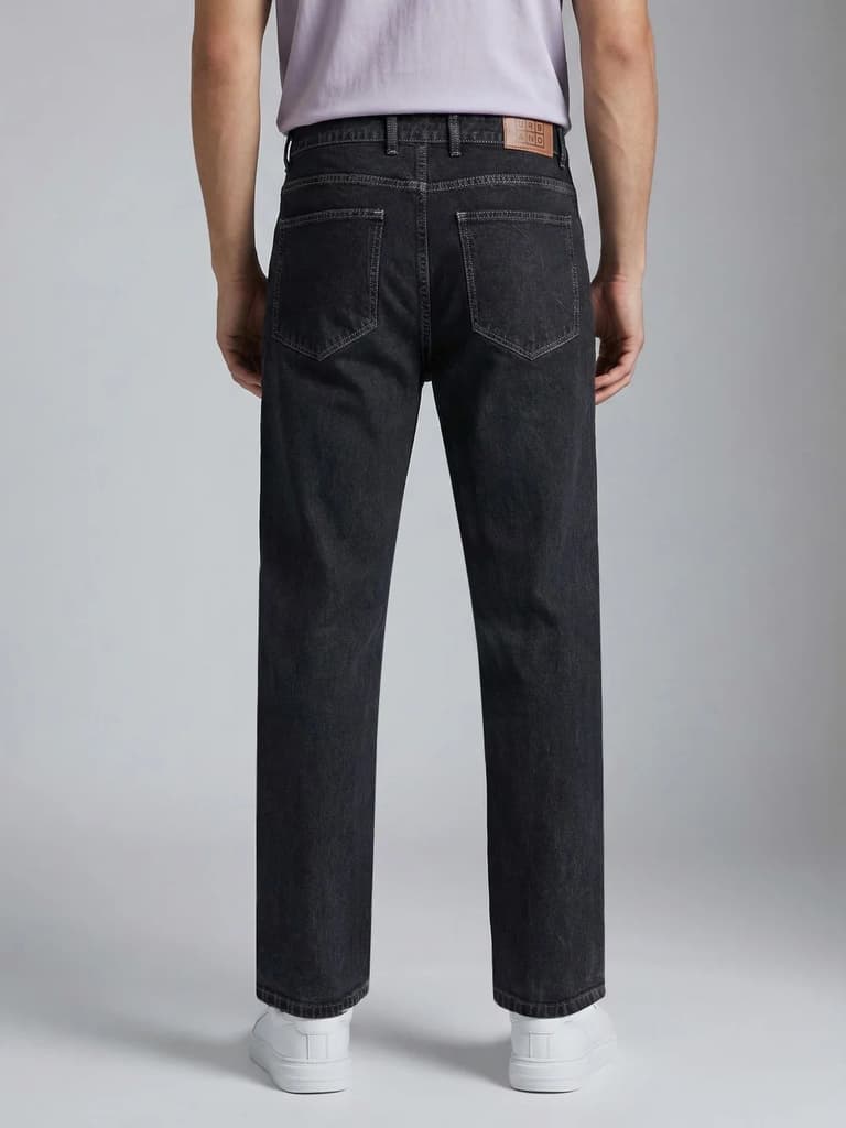 Men's Dark Grey Relaxed Fit Washed Denim Jeans Non-Stretchable — photo 3