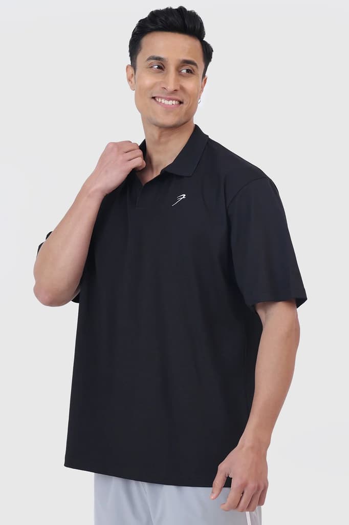 Noir Oversized Polo T-shirt Black — photo 7