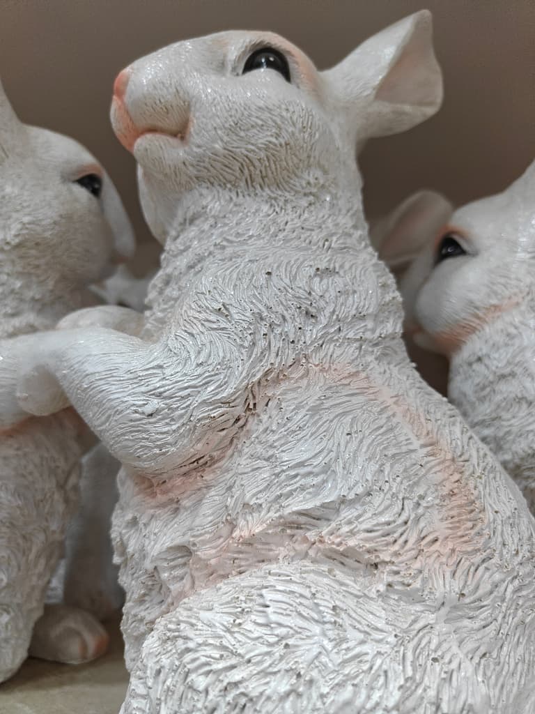 White Rabbit Figurine | Ceramic | Decorative | Pink Nose