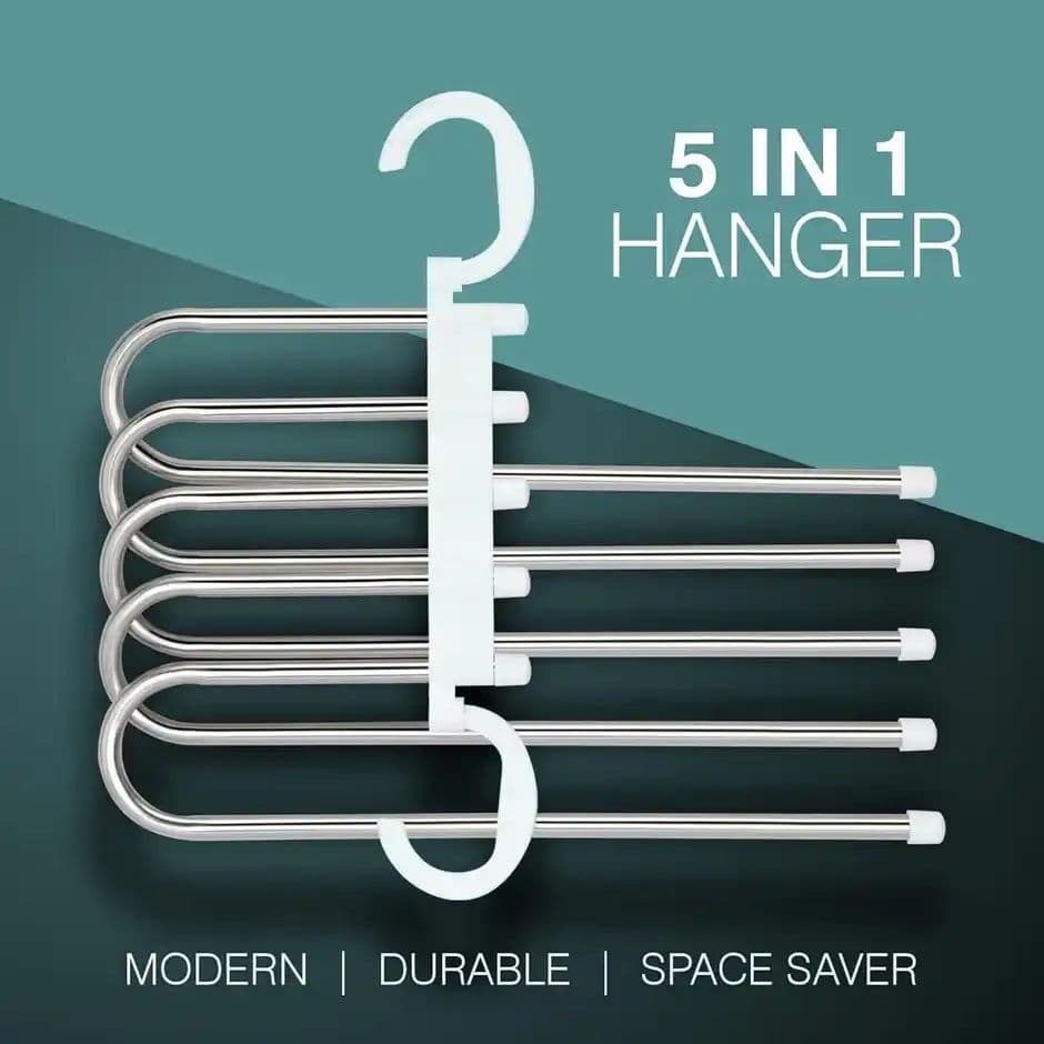 Perpetual Stainless Steel Hanger | 5-in-1 Wardrobe Organizer for Pants | Pack of 2 — photo 2