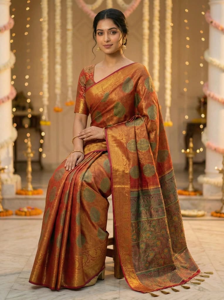 MIMOSA Women's Woven Design Kanjivaram Style Art Silk Saree with Blouse Piece - Maroon ( SA00003145MRFREE ) — photo 4