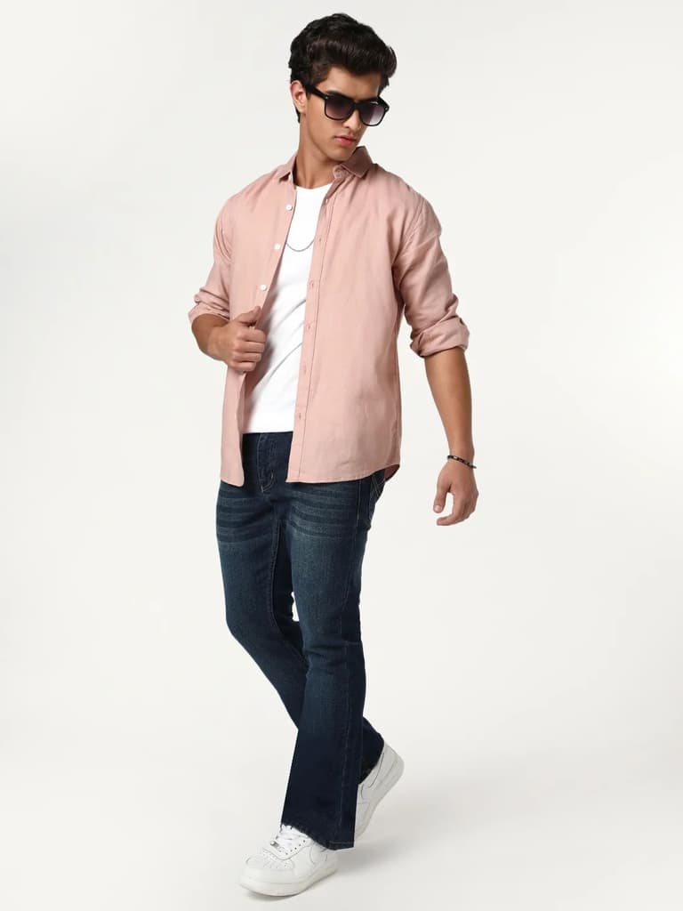 Men's Blue Bootcut Fit Mid Rise Heavy Washed Jeans Stretchable — photo 4