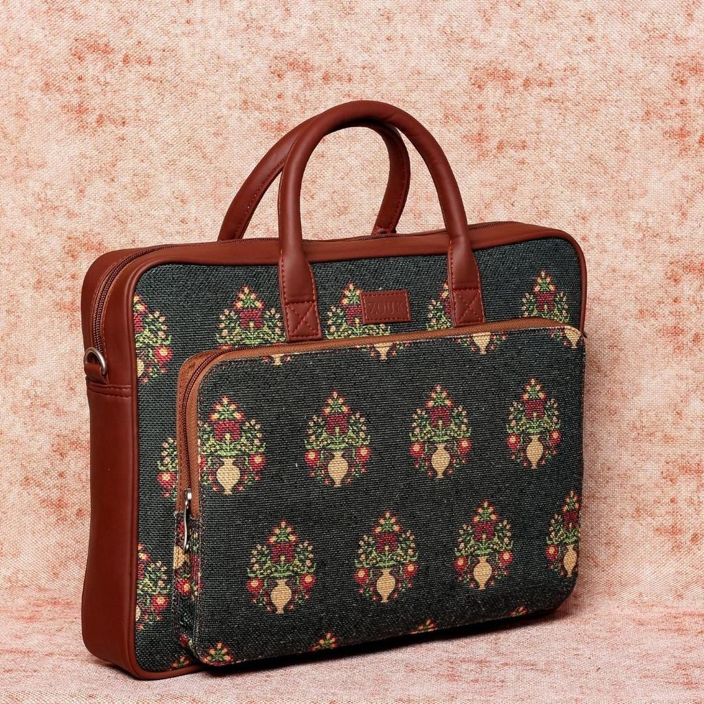 Royal Green Mogra Print Laptop Bag — photo 4