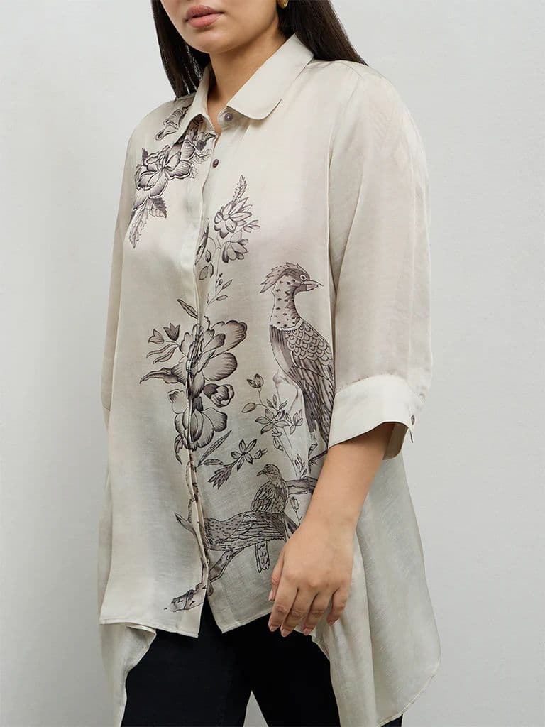 Diza Light Taupe Nature-Inspired Tunic — photo 3