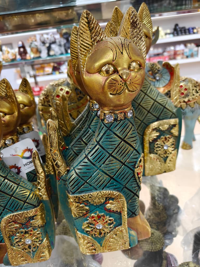 Gold Cat Statue | Decorative | Glass | Gold
