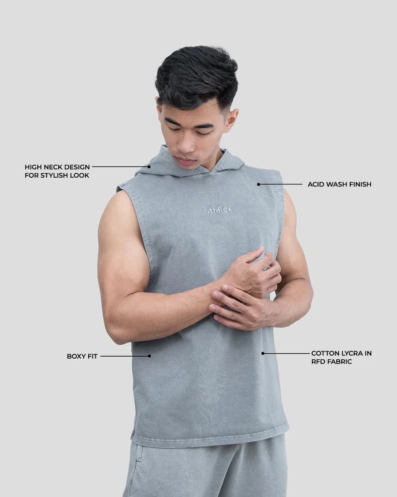 Acid Wash Sleeveless Hoodie — photo 3