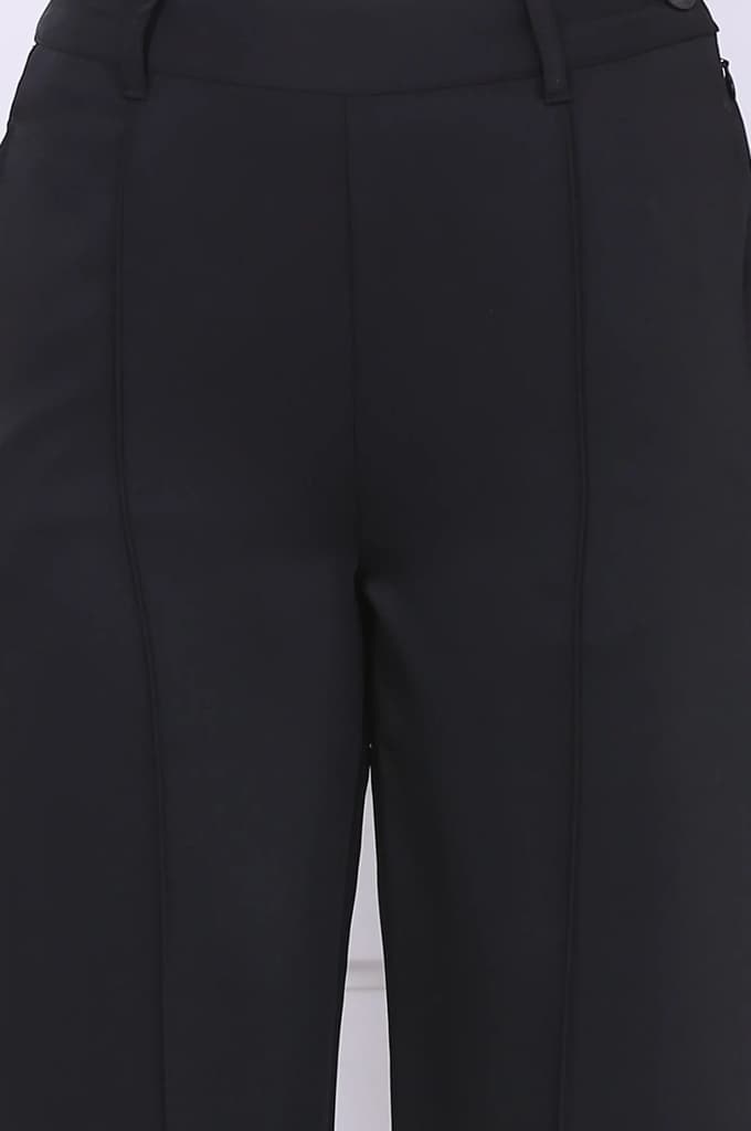 Black Solid Straight Parallel Pants with YKK Zipper — photo 6