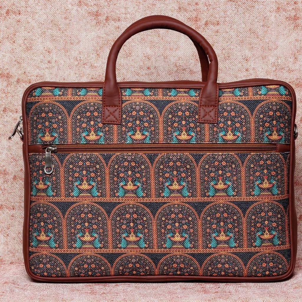Royal Indian Peacock Motif Laptop Bag — photo 2