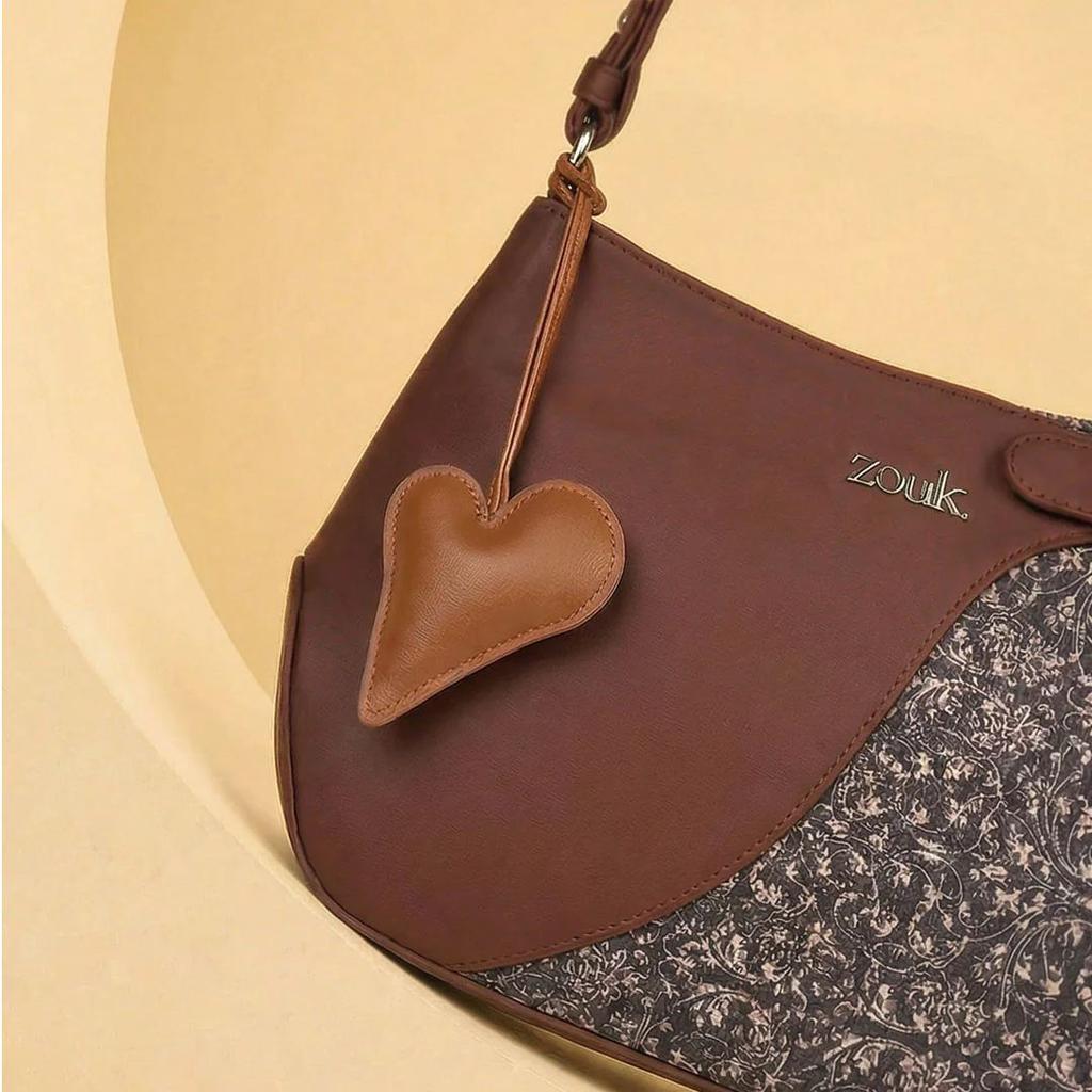 Big Heart Bag Charm - Tan