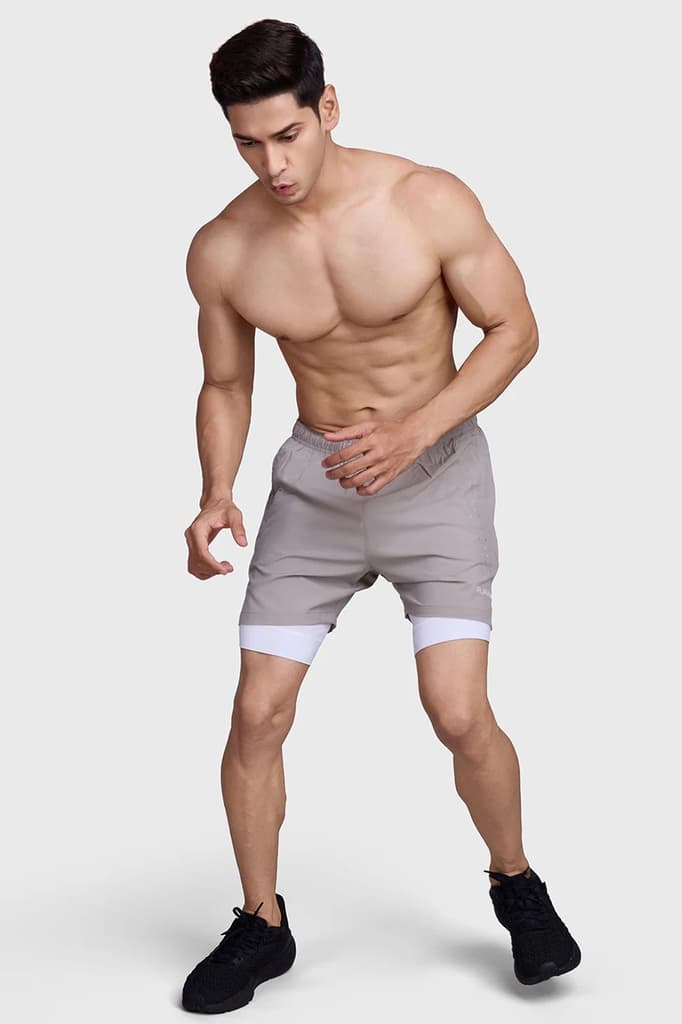 2 in 1 Laser Shorts Beige With White — photo 3
