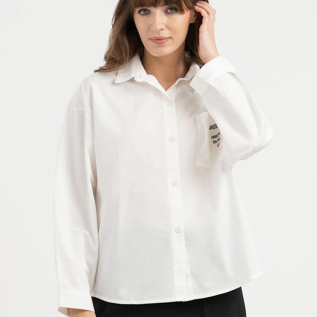 Shirts for Women in White | Graphic Full Sleeve Shirt