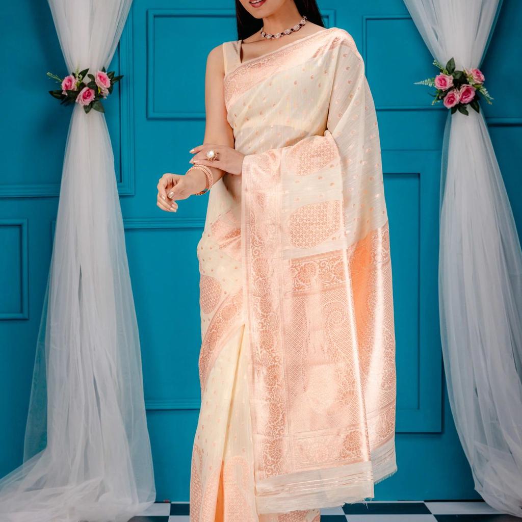 Mimosa Women's Woven Design Banarasi Style Art Silk Saree With Blouse Piece : SA00001779HWFREE