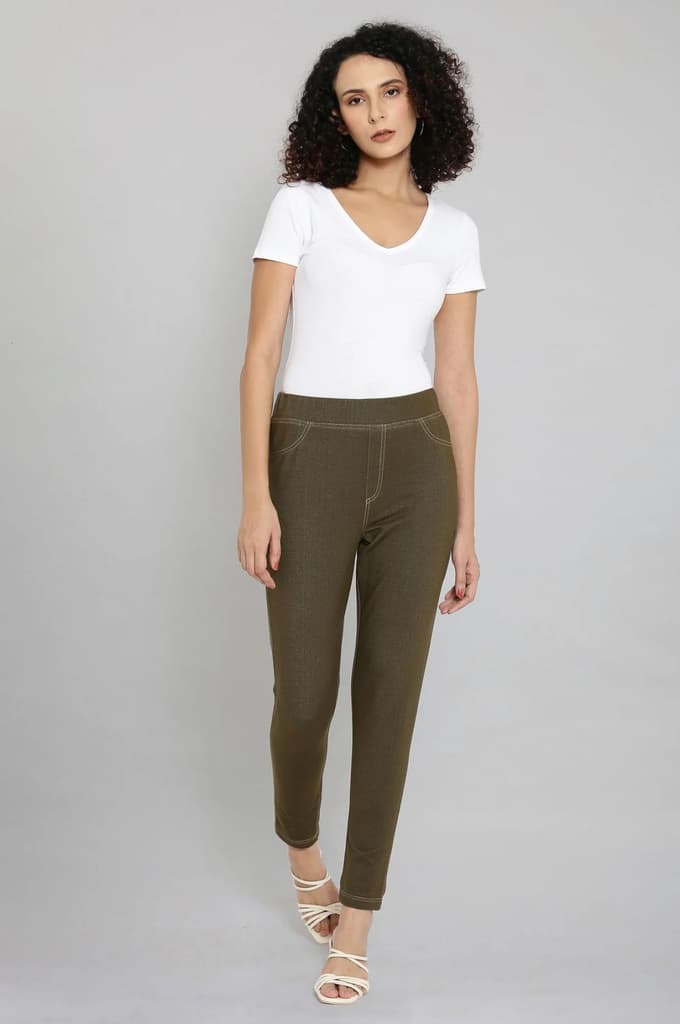 Olive Green Straight Jegging — photo 5