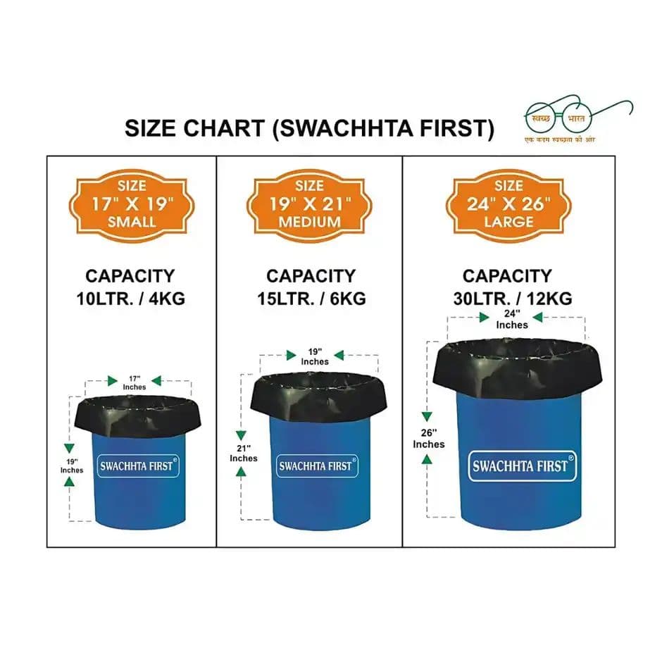 Swachhta First Bio Degradable Garbage Bags - Black Medium (19 x 21 Inches) — photo 2