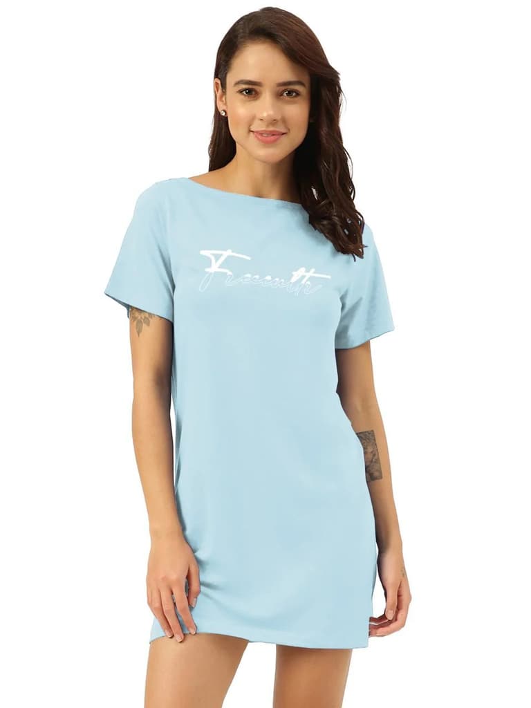 Twin Skin Women's T-shirt Dress (Pack of 1) — Chalk Blue / S / Women