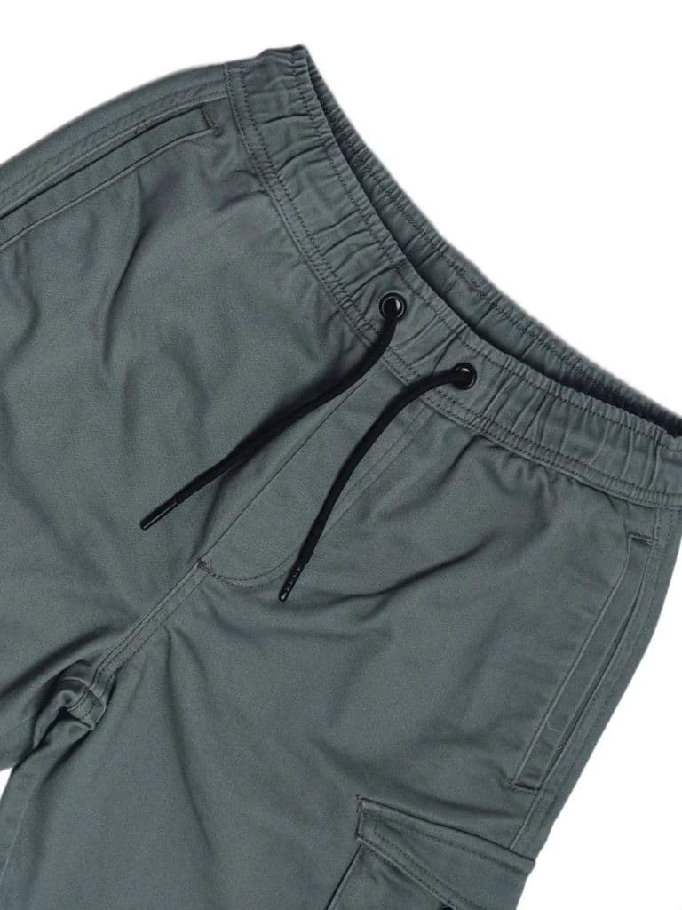 Y&F Kids Boys Olive Green Cargo Pocket Cotton-Blend Shorts — photo 5