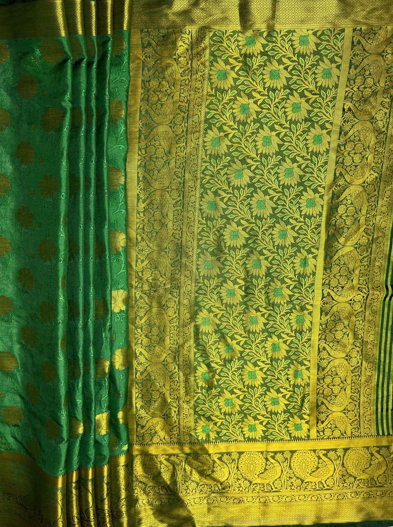 MIMOSA Women's Woven Design Kanjivaram Style Art Silk Saree with Blouse Piece - Green ( SA00003142GRNFREE ) — photo 7