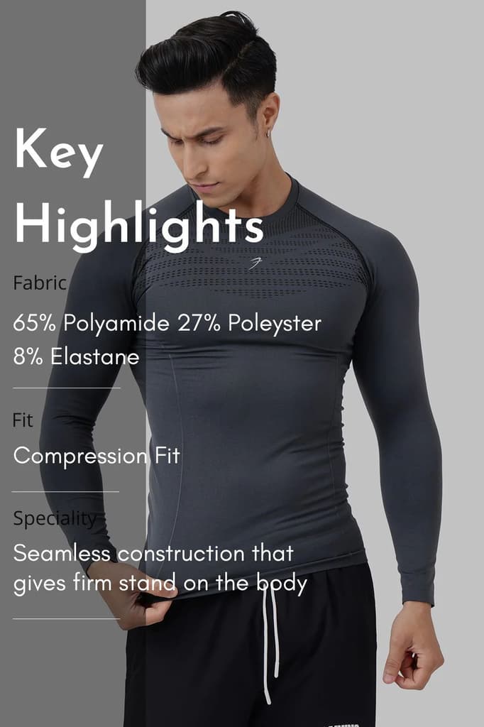 Power Seamless Fullsleeves T-shirt Charcoal — photo 8