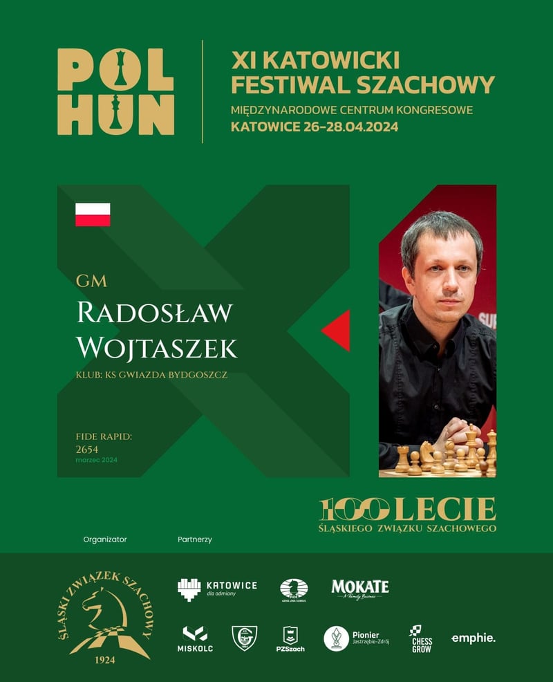 Pięciokrotny Mistrz Polski GM Radosław Wojtaszek zagra w Katowicach!