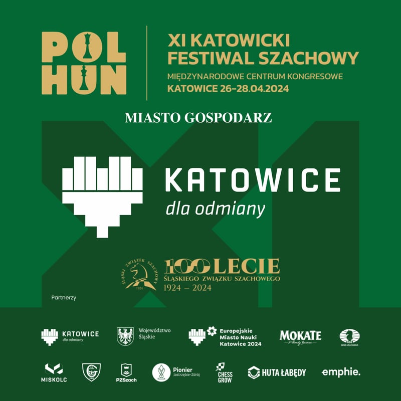 Gospodarzem XI Festiwalu Szachowego oraz obchodów stulecia Śląskiego Związku Szachowego jest Miasto Katowice