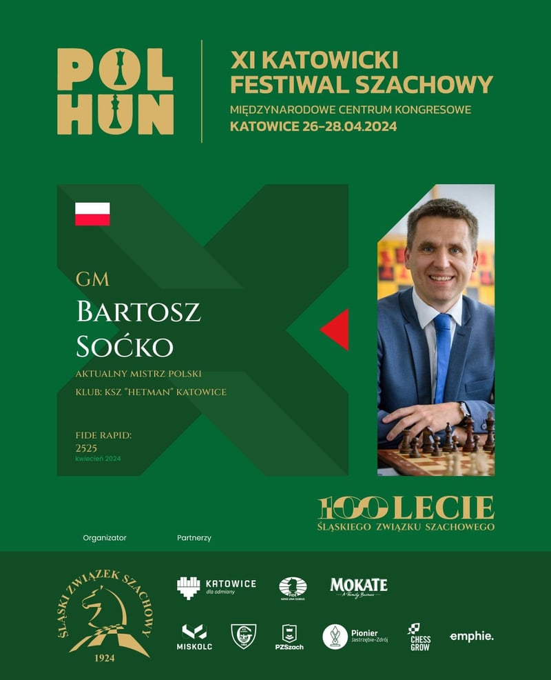 Mistrz Polski GM Bartosz Soćko na liście startowej!