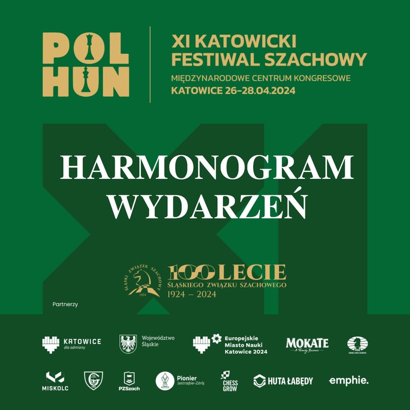 Harmonogram wydarzeń XI Katowicki Festiwal Szachowy