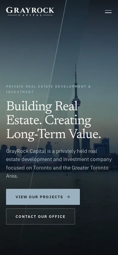 GrayRock Capital website on a phone