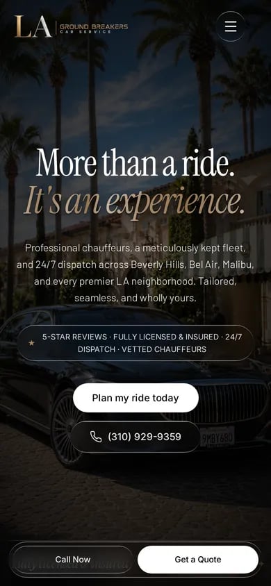 L.A. Groundbreakers website on a phone